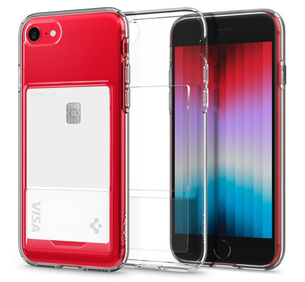 Spigen Crystal Slot Apple iPhone SE (2022 / 2020) / 8 / 7 tok kártyatartóval, Crystal Clear, átlátszó