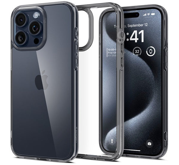 Spigen Ultra Hybrid Apple iPhone 15 Pro Max tok, Space Crystal, átlátszó-szürke, fekete-átlátszó – iPhone 15 Pro Max tok a Spigen kínálatából | Domshop