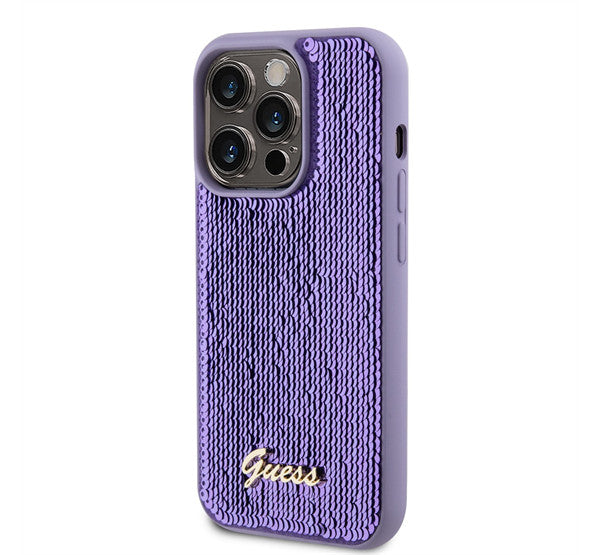 Guess Sequin Script Logo iPhone 14 Pro tok, lila – a Guess kínálatából | Domshop