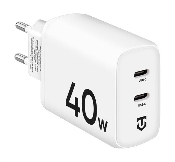 Tactical Base Plug Dual gyorstöltő adapter 2xUSB-C, 40W,fehér – a Tactical kínálatából | Domshop