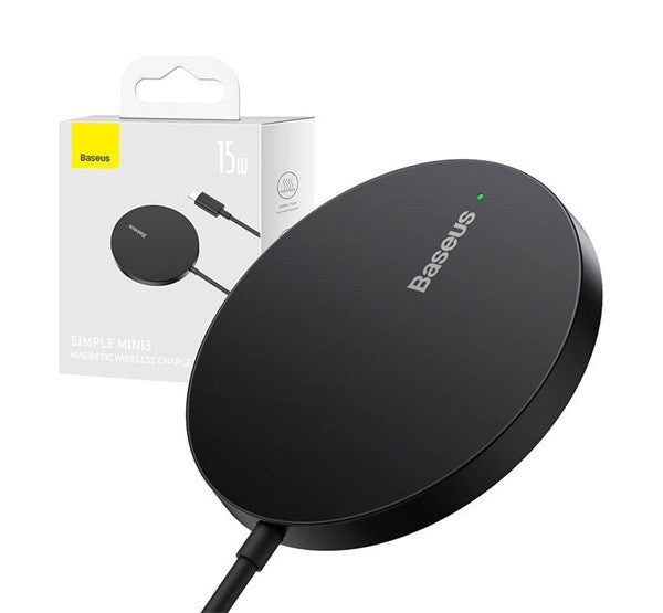 Baseus Simple Mini3 Mágneses vezeték nélküli töltő,15W, fekete – Vezeték nélküli töltő a Baseus kínálatából | Domshop