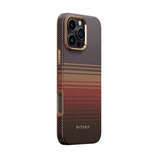 Pitaka Tactile Woven tok SUNSET Apple iPhone 16 Pro készülékhez - MagSafe rögzítéssel (KI1601SU) – a Pitaka kínálatából | Domshop