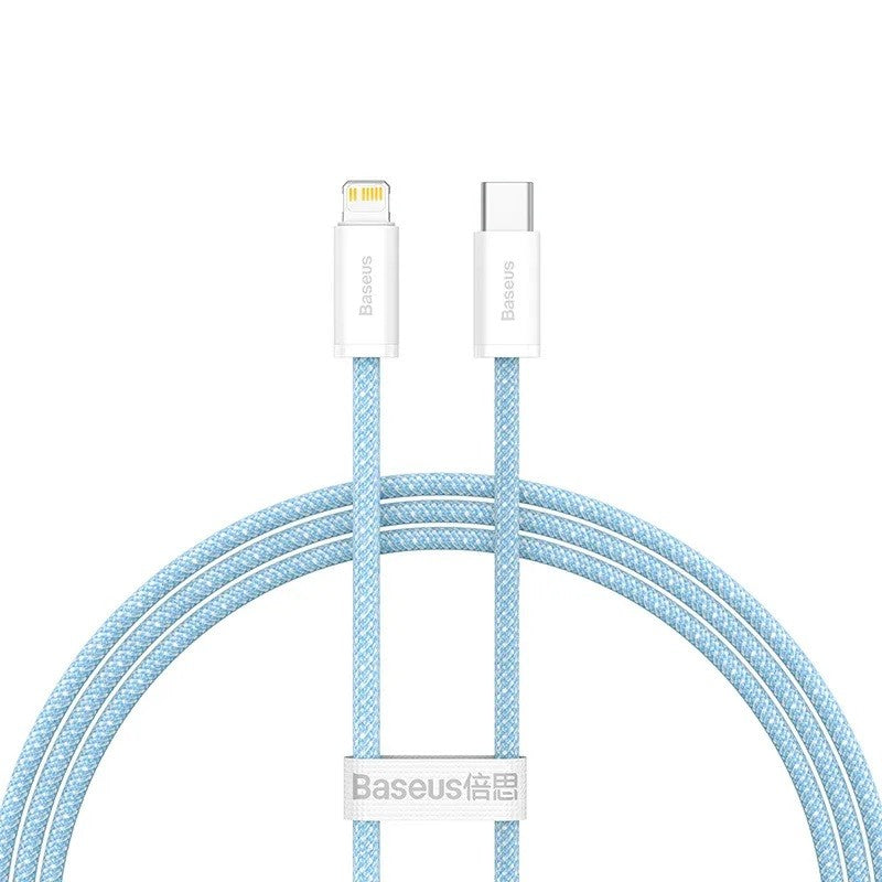 USB Type-C töltő- és adatkábel, Lightning, 100 cm, 20W, gyorstöltés, PD, cipőfűző minta, Baseus Dynamic, CALD000003, világoskék – Lightning kábel a Baseus kínálatából | Domshop