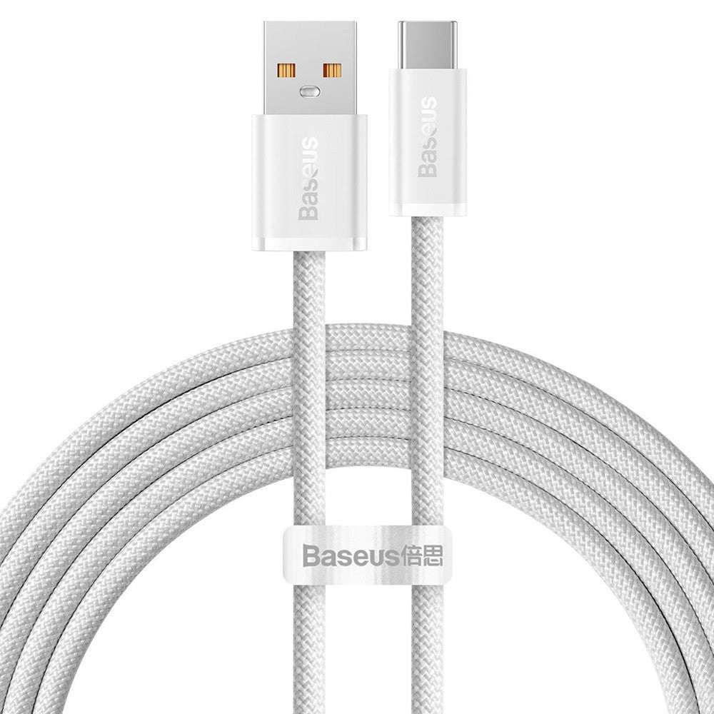 USB töltő- és adatkábel, USB Type-C, 200 cm, 6000 mA, 100W, gyorstöltés, cipőfűző minta, Baseus Dynamic, CALD000702, fehér – USB-C kábel a Baseus kínálatából | Domshop