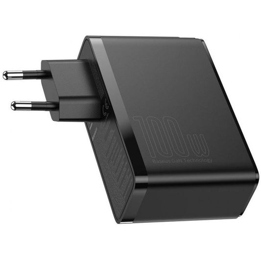 Hálózati töltő adapter, 100W, 2 x USB aljzat, 2 x USB Type-C aljzat, gyorstöltés, PD, GaN2, Baseus GaN2 Pro, fekete – Adapter a Baseus kínálatából | Domshop