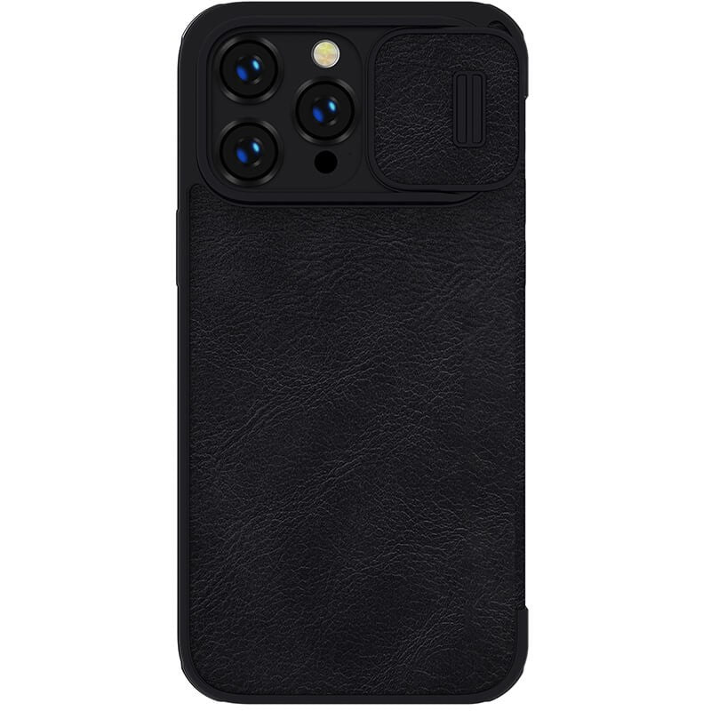 Apple iPhone 14 Pro Max, Oldalra nyíló tok, kamera védelem, Nillkin Qin Pro, fekete – iPhone 14 Pro Max tok a Nillkin kínálatából | Domshop