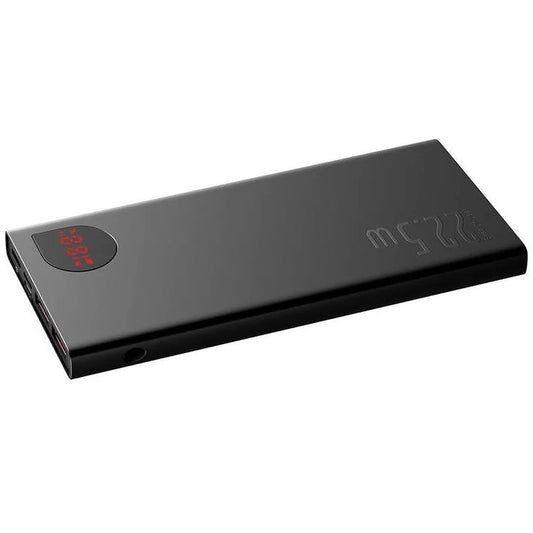 Külső akkumulátor, 10000 mAh, 22.5W, Okostelefonhoz és TabletPC-hez, 2 x USB aljzat, 1 x USB Type-C aljzat, LED kijelzővel, gyorstöltés, Baseus Adaman Metal, PPAD070001, fekete