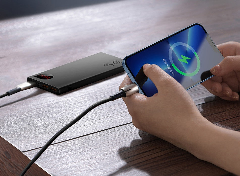 Külső akkumulátor, 10000 mAh, 22.5W, Okostelefonhoz és TabletPC-hez, 2 x USB aljzat, 1 x USB Type-C aljzat, LED kijelzővel, gyorstöltés, Baseus Adaman Metal, PPAD070001, fekete