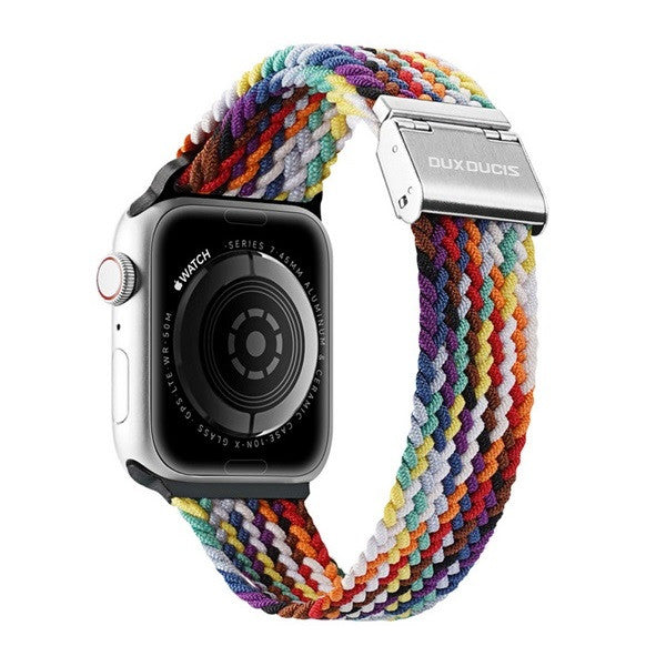 Apple Watch 1-6, SE, SE (2022) (38 / 40 mm) / Watch 7-8 (41 mm), textíl pótszíj, állítható, szivárvány minta, Dux Ducis Mixture, mintás – Apple Watch Szövet Szíjak a Dux Ducis kínálatából | Domshop
