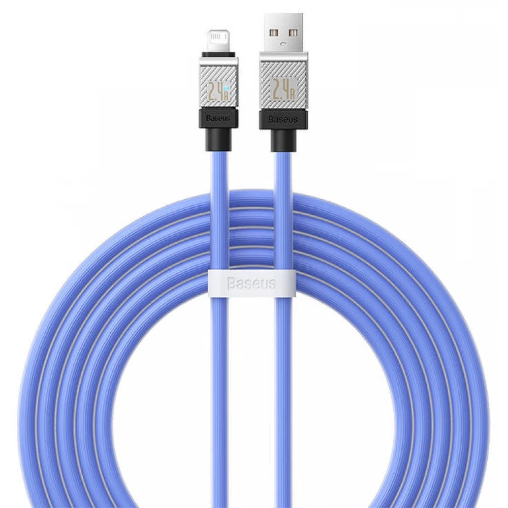 USB töltő- és adatkábel, Lightning, 200 cm, 2400 mA, törésgátlóval, gyorstöltés, Baseus Coolplay, CAKW000503, kék – Lightning kábel a Baseus kínálatából | Domshop