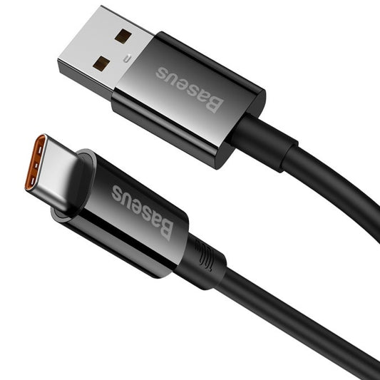 USB töltő- és adatkábel, USB Type-C, 200 cm, 6000mA, 100W, törésgátlóval, gyorstöltés, PD, QC, Baseus Superior, P10320102114-02, fekete – USB-C kábel a Baseus kínálatából | Domshop