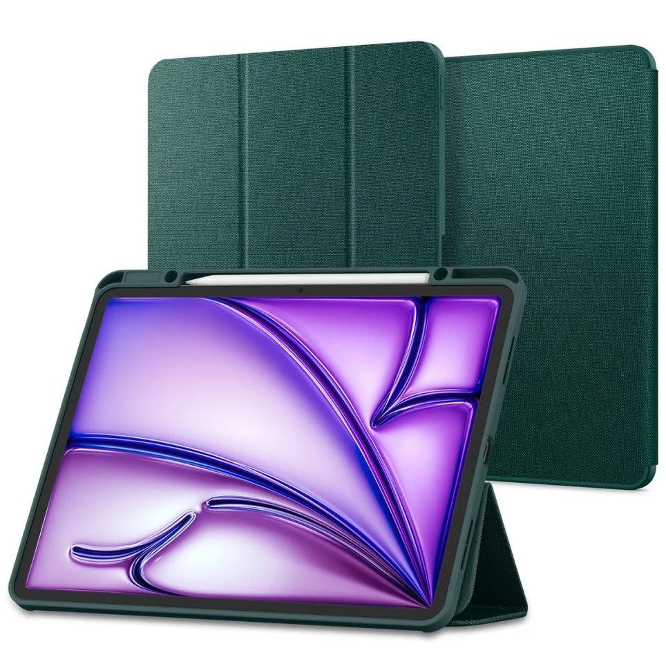 Apple iPad Air 13 (2024 / 2025), mappa tok, Smart Case, Spigen Urban Fit, sötétzöld – iPad Air 13" (2024/2025) tok a Spigen kínálatából | Domshop