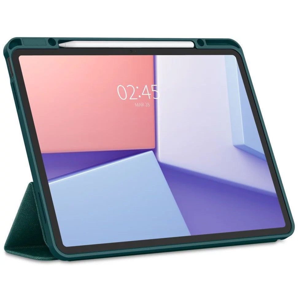 Apple iPad Air 13 (2024 / 2025), mappa tok, Smart Case, Spigen Urban Fit, sötétzöld – iPad Air 13" (2024/2025) tok a Spigen kínálatából | Domshop