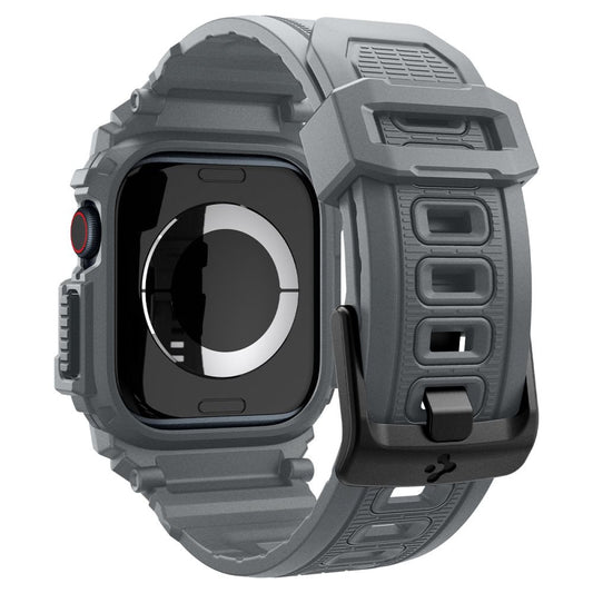 Apple Watch 10 (46 mm), Szilikon védőkeret, ütésálló, szíjjal, Spigen Rugged Armor Pro, sötétszürke – Apple Watch Szilikon Szíjak a Spigen kínálatából | Domshop