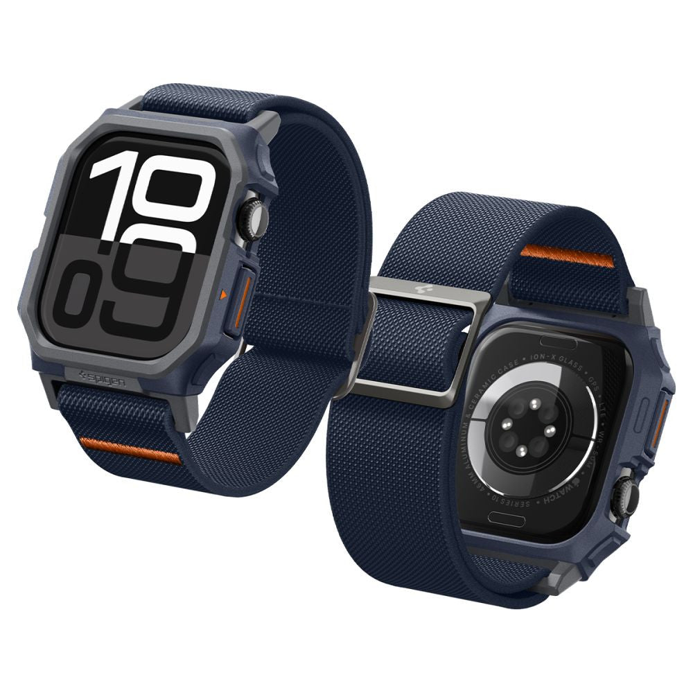 Apple Watch 10 (46 mm), textíl pótszíj, szilikon keret, közepesen ütésálló, Spigen Lite Fite Pro, sötétkék – Apple Watch Szövet Szíjak a Spigen kínálatából | Domshop