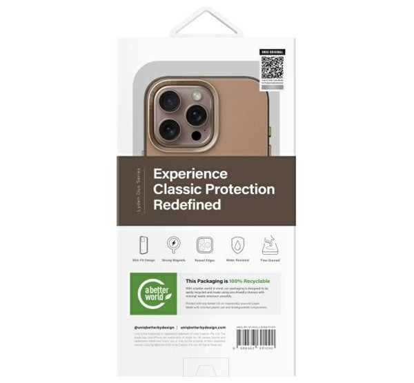 Apple iPhone 16 Pro, Műanyag hátlap védőtok, bőrhatásű hátlap, Magsafe töltővel kompatibilis, Uniq Lyden DS, barna/szürke – iPhone 16 Pro tok a Uniq kínálatából | Domshop