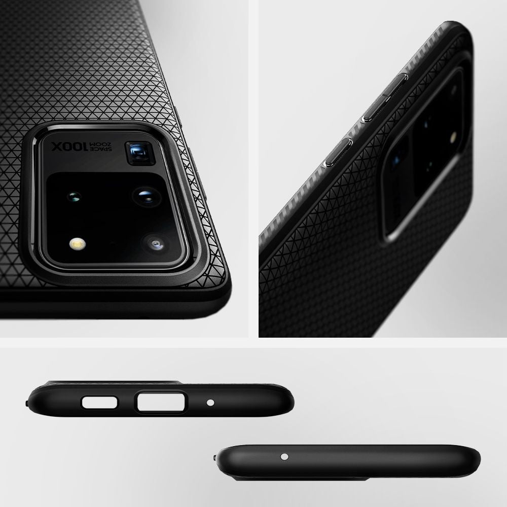 Apple iPhone 12 / 12 Pro, Szilikon tok, Spigen Liquid Air, háromszög minta, fekete – iPhone 12/12 Pro tok a Spigen kínálatából | Domshop