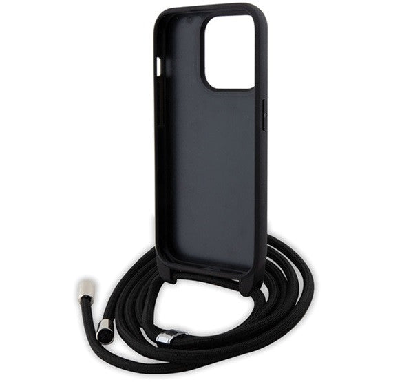 Karl Lagerfeld Crossbody Saffiano Metal Pin Karl & Choupette Apple iPhone 15 Pro hátlap tok, fekete – iPhone 15 Pro tok a Karl Lagerfeld kínálatából | Domshop