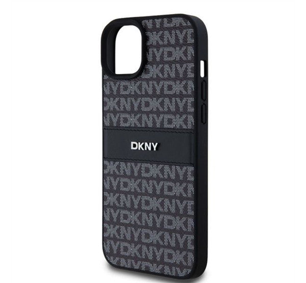 DKNY PU Leather Repeat Pattern Tonal Stripe Apple iPhone 15 Plus hátlap tok, fekete – iPhone 15 Plus tok a Tech Protect kínálatából | Domshop