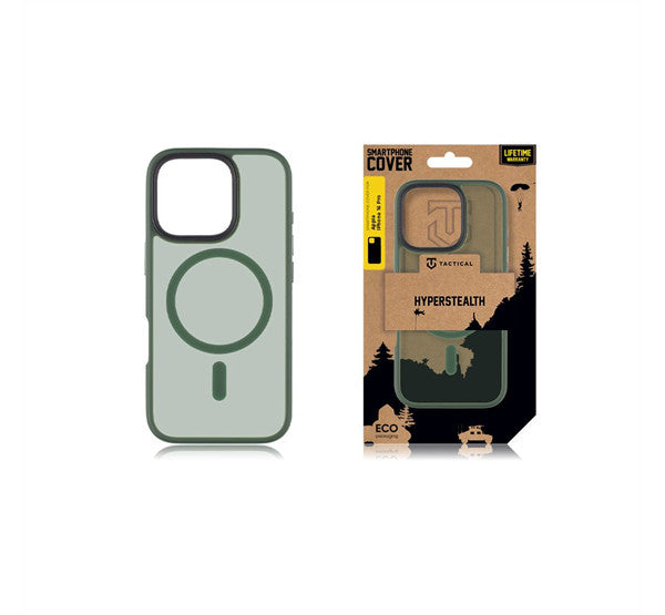 Apple iPhone 16 Pro, Műanyag hátlap védőtok + szilikon keret, közepesen ütésálló, Magsafe kompatibilis, Tactical MagForce Hyperstealth, áttetsző/zöld – iPhone 16 Pro tok a Tactical kínálatából | Domshop