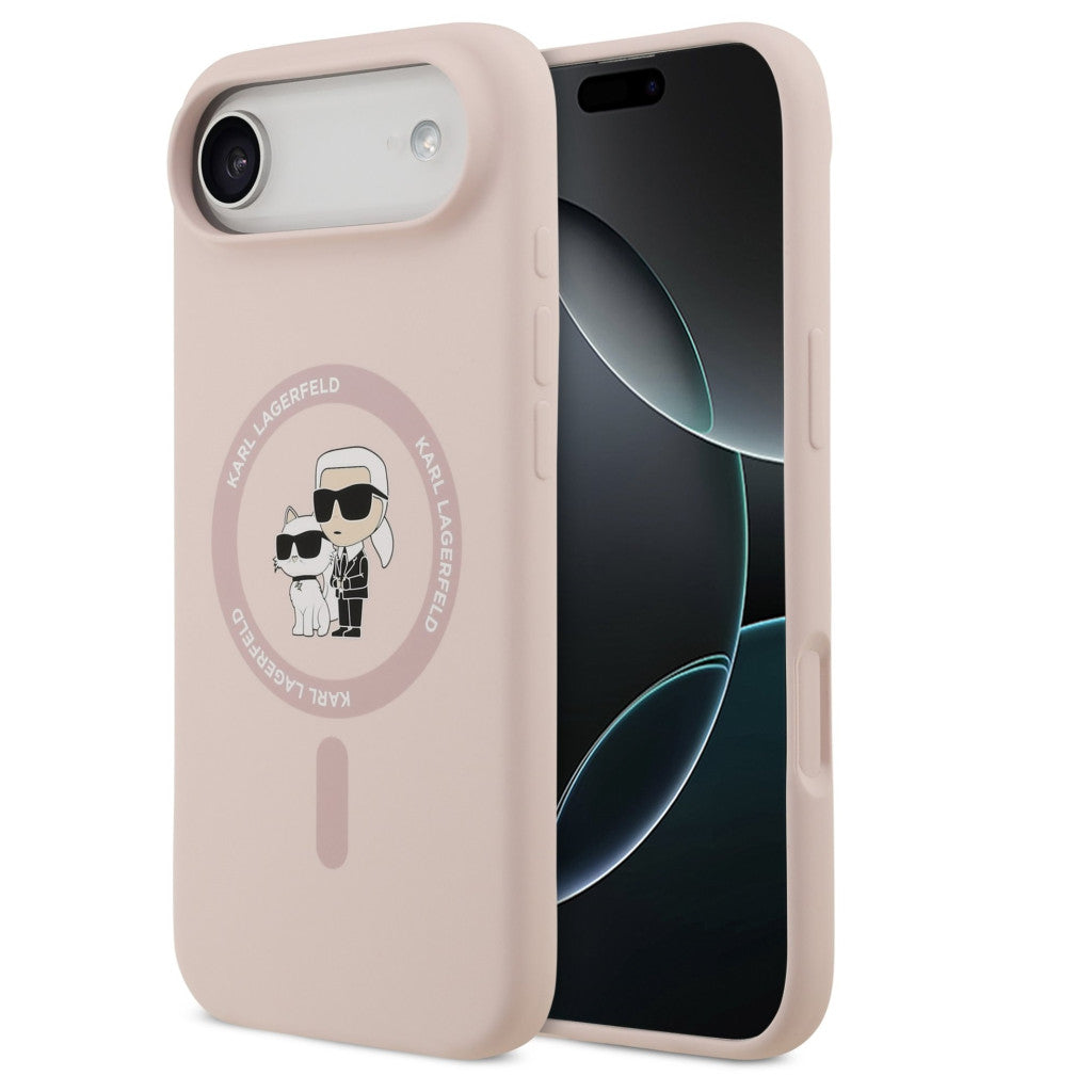 Karl Lagerfeld Liquid Silicone Karl and Choupette MagSafe iPhone Air (2025) hátlap tok, rózsaszín