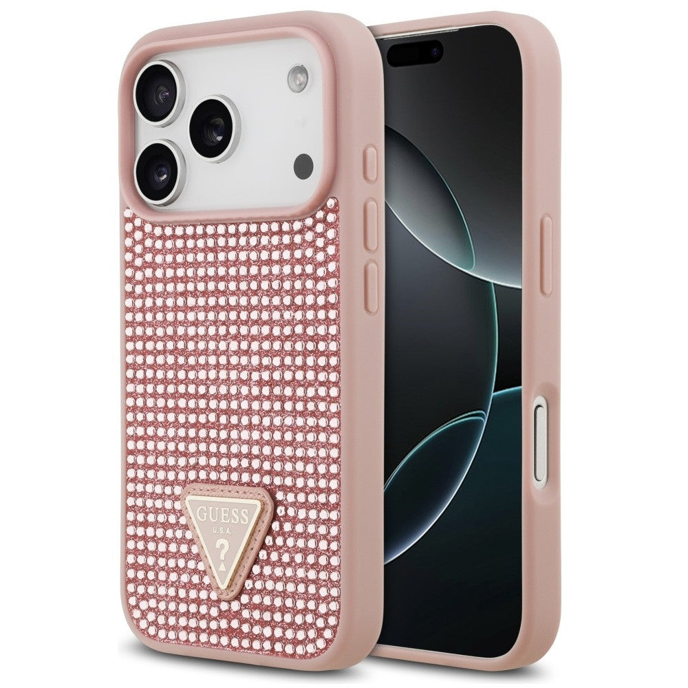 Guess Rhinestone Triangle Apple iPhone 17 Pro hátlap tok, rózsaszín
