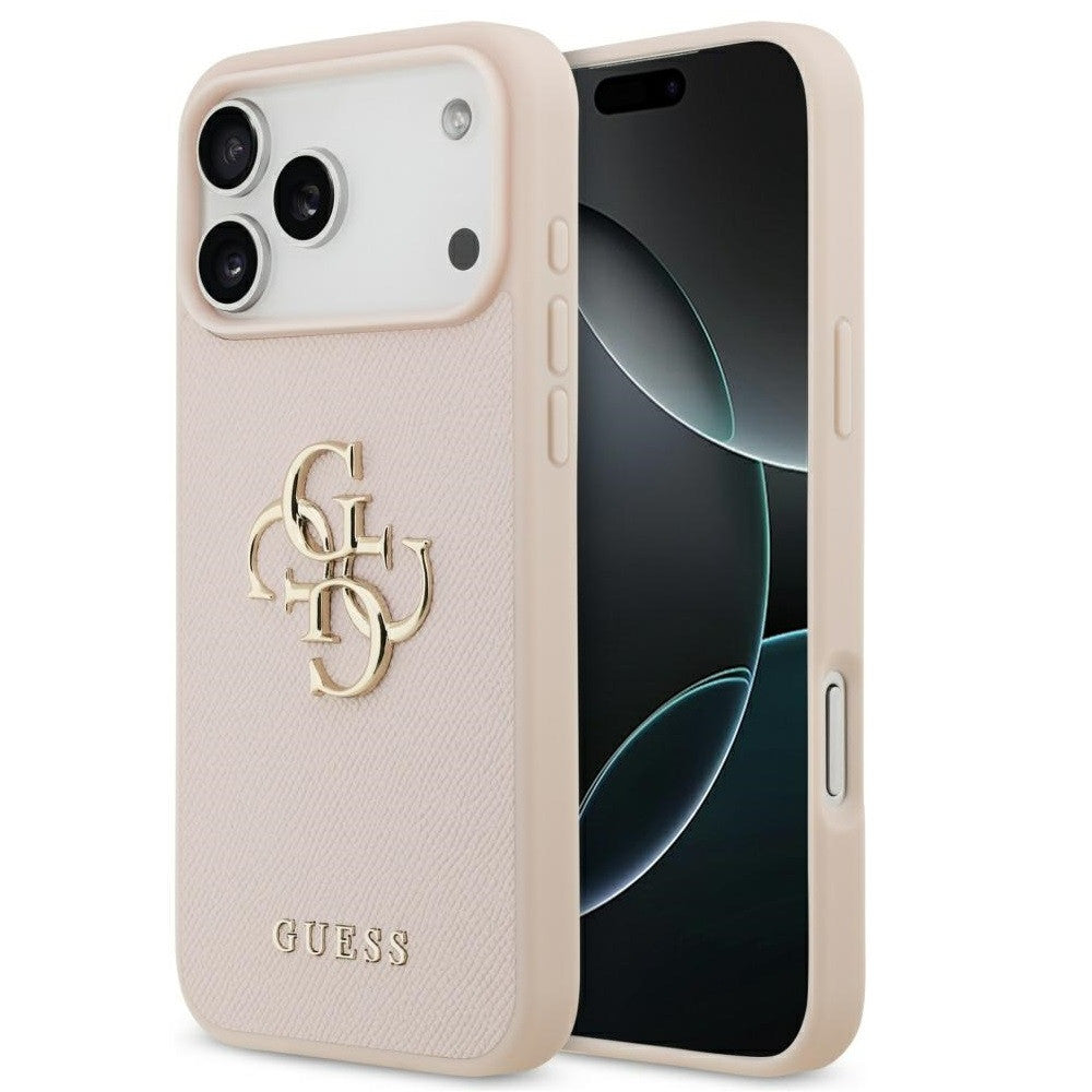 Guess Grained Big 4G & Classic Logo Apple iPhone 17 Pro Max hátlap tok, rózsaszín