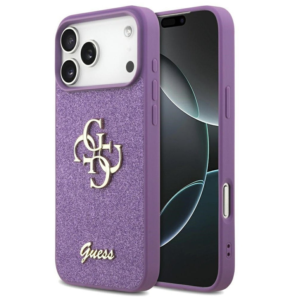 Guess Fixed Glitter Big 4G Apple iPhone 17 Pro hátlap tok, csillámos, lila