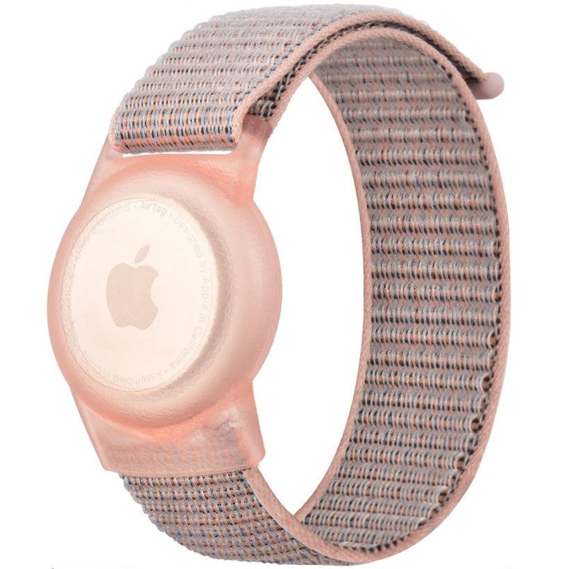 Apple AirTag szilikon tok + textíl pótszíj, nylon, állítható, csuklóra rögzíthető, TP Nylon, rózsaszín – AirTag kiegészítők a Tech Protect kínálatából | Domshop