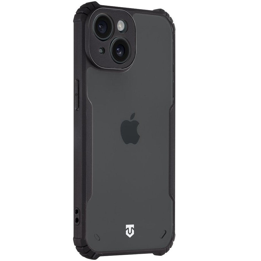Apple iPhone 15, Szilikon tok, közepesen ütésálló, légpárnás sarok, Tactical Quantum Stealth, átlátszó/fekete
