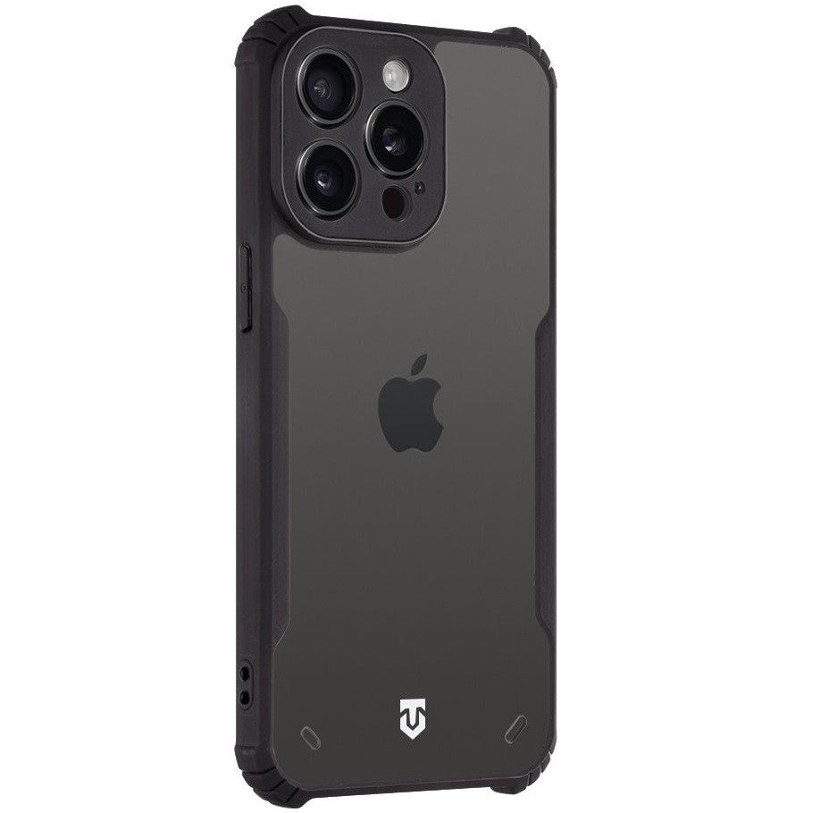 Apple iPhone 15 Pro Max, Szilikon tok, közepesen ütésálló, légpárnás sarok, Tactical Quantum Stealth, átlátszó/fekete