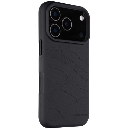 Apple iPhone 17 Pro, Szilikon tok, mikrofiber plüss belső, Magsafe kompatibilis, térkép minta, Tactical MagForce Beaver, sötétszürke