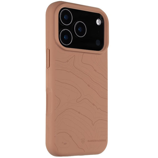 Apple iPhone 17 Pro, Szilikon tok, mikrofiber plüss belső, Magsafe kompatibilis, térkép minta, Tactical MagForce Beaver, barna