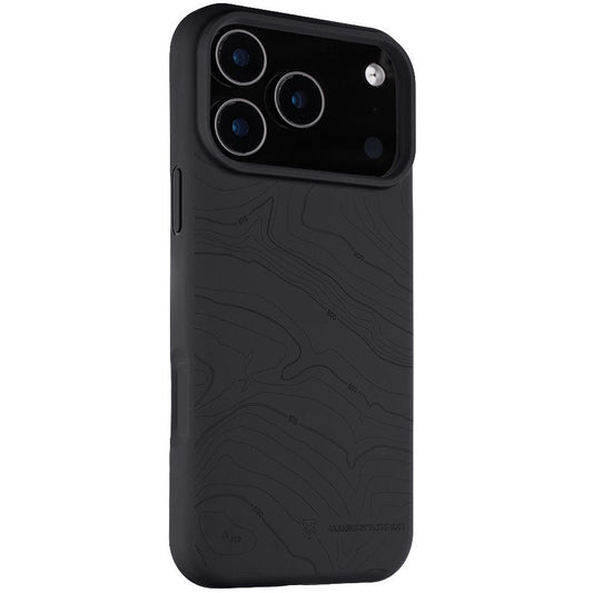 Apple iPhone 17 Pro Max, Szilikon tok, mikrofiber plüss belső, Magsafe kompatibilis, térkép minta, Tactical MagForce Beaver, sötétszürke