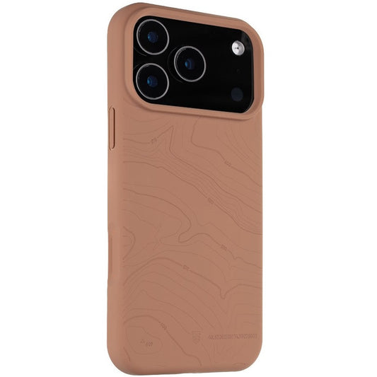 Apple iPhone 17 Pro Max, Szilikon tok, mikrofiber plüss belső, Magsafe kompatibilis, térkép minta, Tactical MagForce Beaver, barna