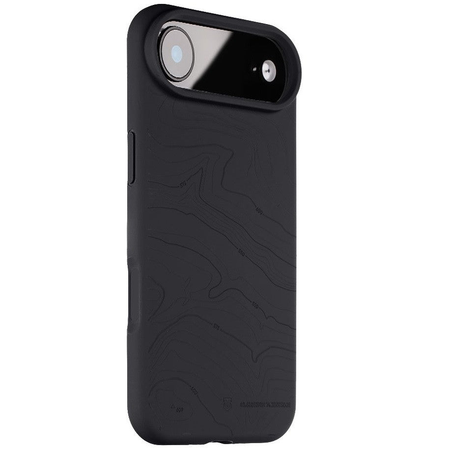 Apple iPhone Air (2025), Szilikon tok, mikrofiber plüss belső, Magsafe kompatibilis, térkép minta, Tactical MagForce Beaver, sötétszürke