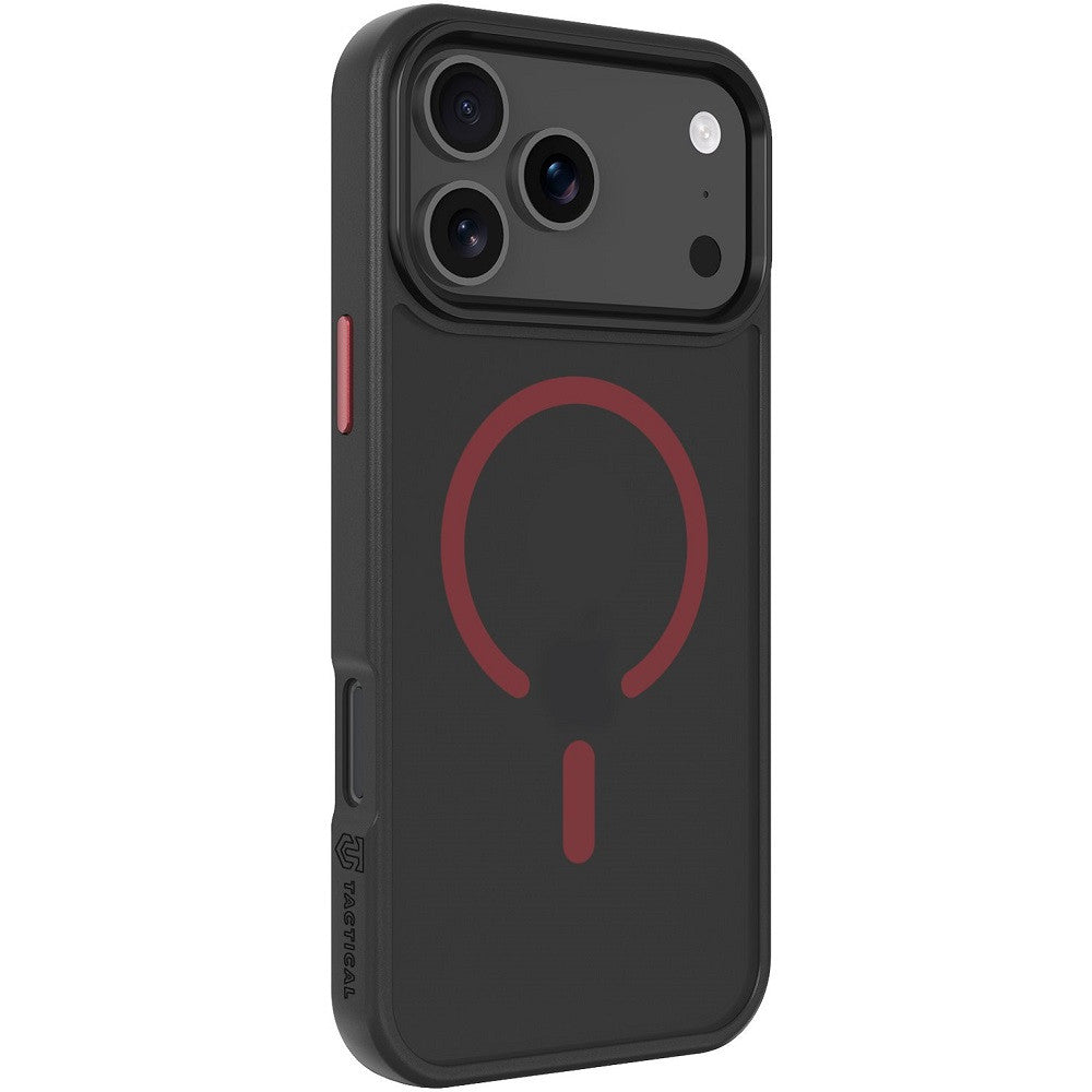 Apple iPhone 17 Pro Max, Műanyag hátlap védőtok + szilikon keret, közepesen ütésálló, Magsafe kompatibilis, Tactical MagForce Hyperstealth 2.0, áttetsző/fekete/piros