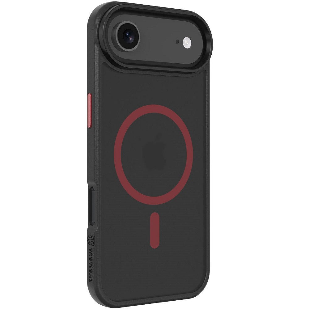 Apple iPhone Air (2025), Műanyag hátlap védőtok + szilikon keret, közepesen ütésálló, Magsafe kompatibilis, Tactical MagForce Hyperstealth 2.0, áttetsző/fekete/piros