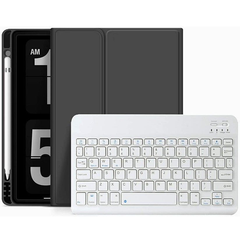 Apple iPad 10.2 (2019 / 2020 / 2021), Bluetooth billentyűzetes mappa tok, érintőceruza tartó, érintőceruza nélkül, TP SC Pen Holder + Keyboard, fekete – iPad 10.2" (2019/2020/2021) tok a Tech Protect kínálatából | Domshop