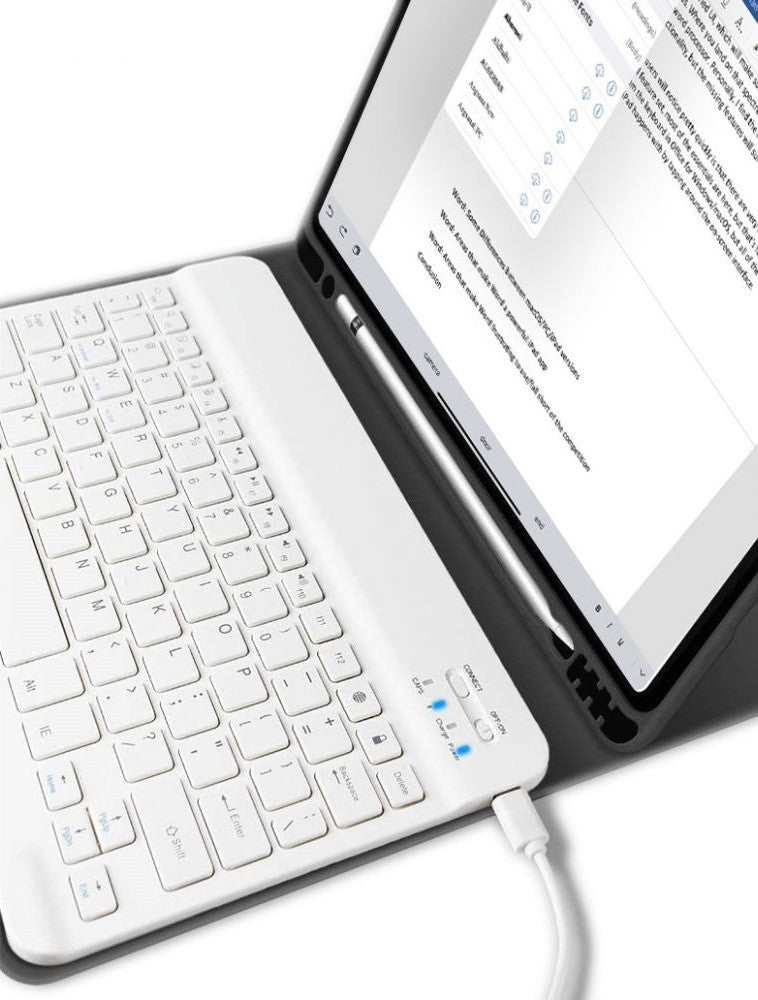 Apple iPad 10.2 (2019 / 2020 / 2021), Bluetooth billentyűzetes mappa tok, érintőceruza tartó, érintőceruza nélkül, TP SC Pen Holder + Keyboard, fekete – iPad 10.2" (2019/2020/2021) tok a Tech Protect kínálatából | Domshop