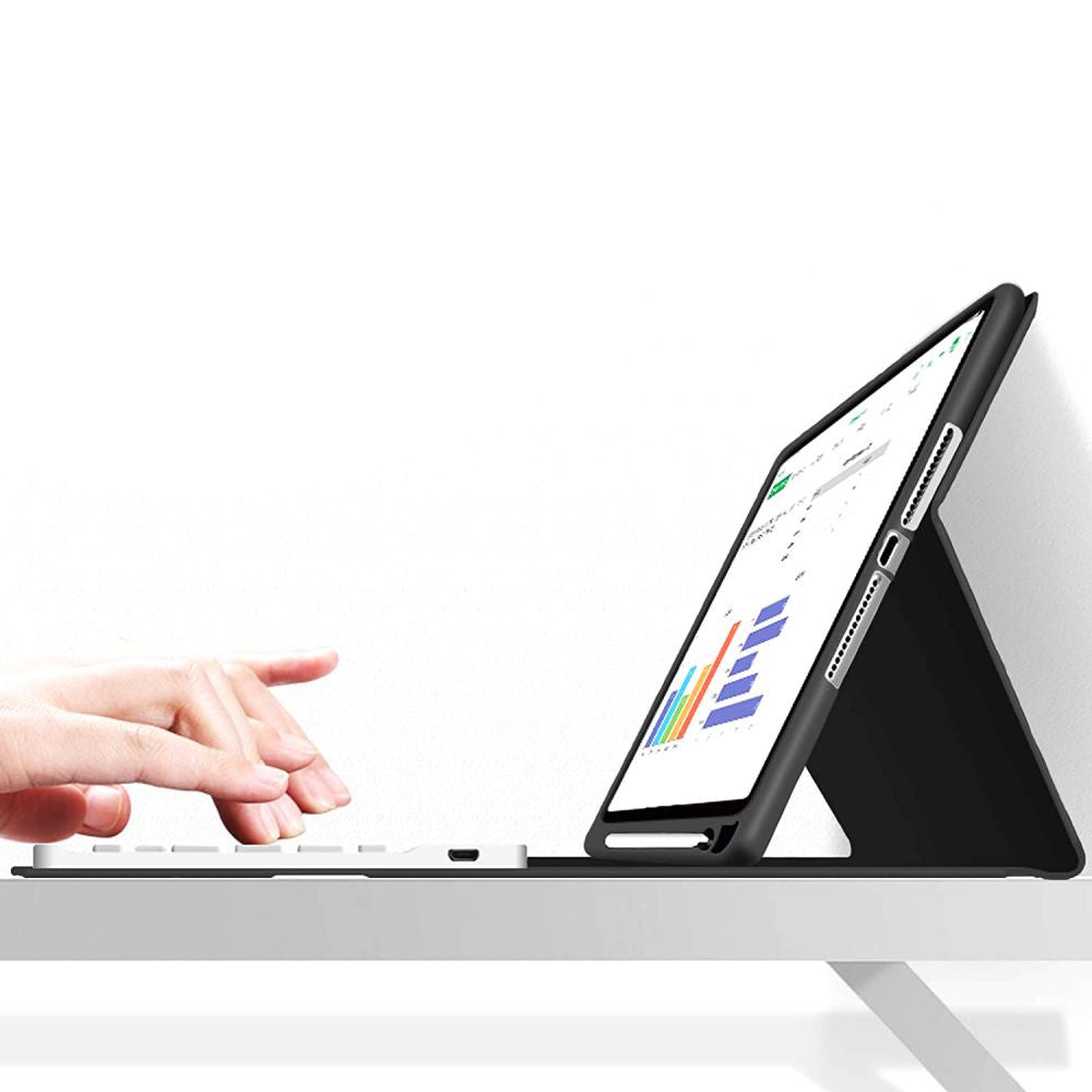 Apple iPad 10.2 (2019 / 2020 / 2021), Bluetooth billentyűzetes mappa tok, érintőceruza tartó, érintőceruza nélkül, TP SC Pen Holder + Keyboard, fekete – iPad 10.2" (2019/2020/2021) tok a Tech Protect kínálatából | Domshop