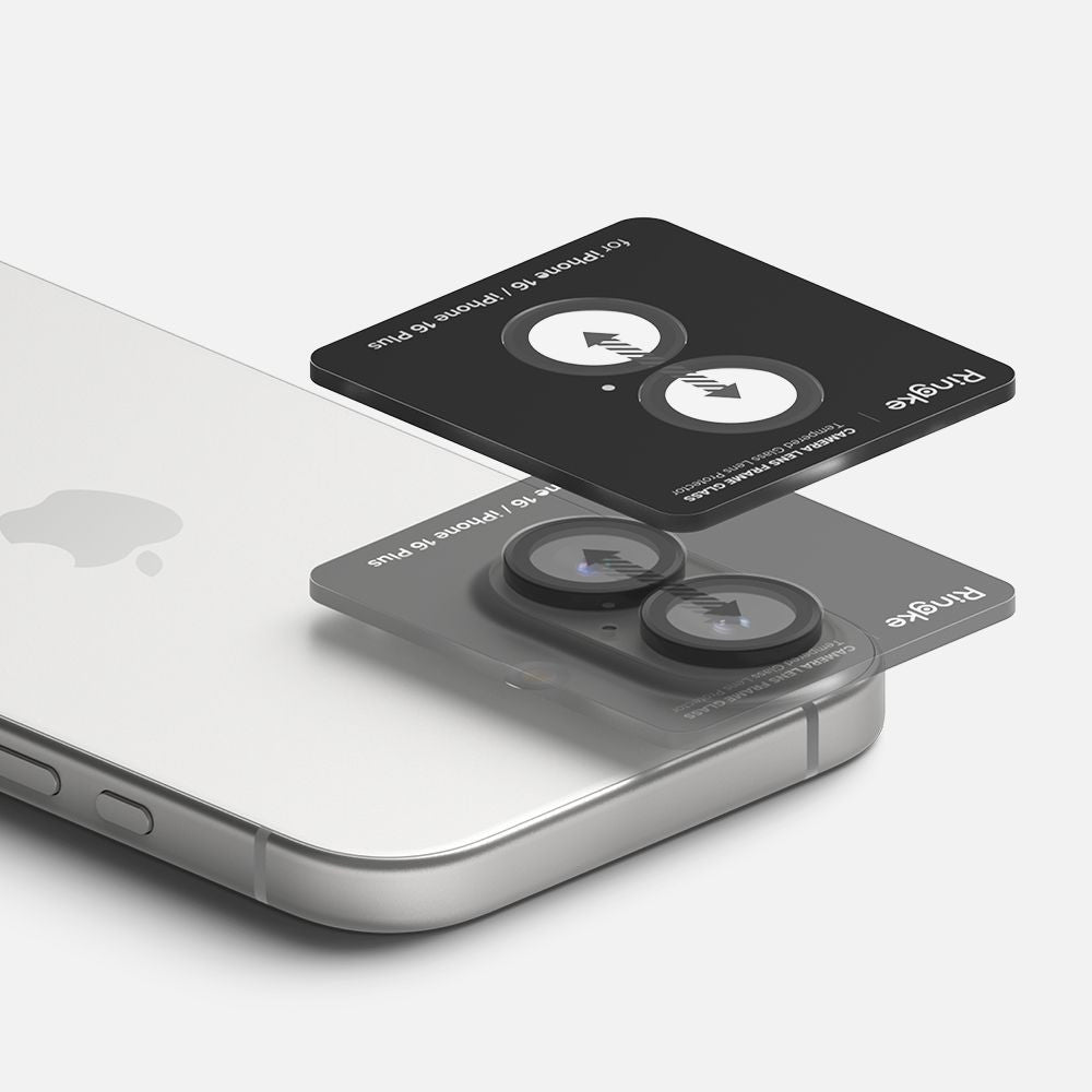 Apple iPhone 16 / 16 Plus, Kamera lencsevédő fólia, ütésálló fólia, Tempered Glass (edzett üveg), alumínium keret, Ringke Camera Frame Protector, fekete – a Ringke kínálatából | Domshop