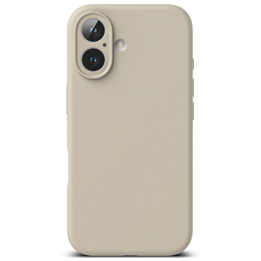 Apple iPhone 16, Szilikon tok, mikrofiber belső, közepesen ütésálló, Magsafe kompatibilis, Ringke Silicone Magnetic, tört-fehér – iPhone 16 tok a Ringke kínálatából | Domshop