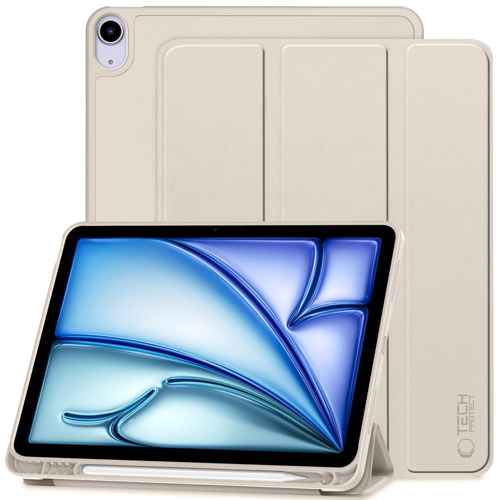 Apple iPad Air (2020 / 2022) / iPad Air 11 (2024 / 2025), mappa tok, közepesen ütésálló, érintőceruza tartó, érintőceruza nélkül, Smart Case, TP SC Pen Holder, bézs