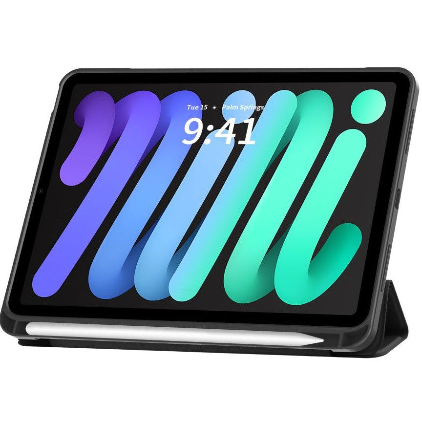 Apple iPad Mini (2021 / 2024) (8.3), mappa tok, közepesen ütésálló, érintőceruza tartó, érintőceruza nélkül, Smart Case, TP SC Pen Holder, fekete – iPad Mini 6 (2021) és iPad Mini 7 (2024) tok a Tech Protect kínálatából | Domshop
