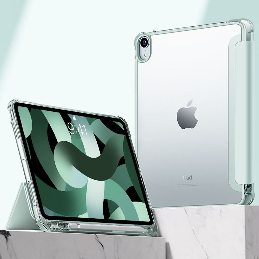 Apple iPad 10.9 (2022) / iPad 11 (2025), mappa tok, közepesen ütésálló, érintőceruza tartó, érintőceruza nélkül, átlátszó hátlap, Smart Case, TP SC Pen Holder Hybrid, szürke – iPad 10.9" (2022) és iPad 11" (2025) tok a Tech Protect kínálatából | Domshop