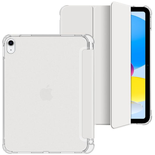 Apple iPad 10.9 (2022) / iPad 11 (2025), mappa tok, közepesen ütésálló, érintőceruza tartó, érintőceruza nélkül, színes átlátszó hátlap, Smart Case, TP SC Pen Holder Hybrid, ezüst