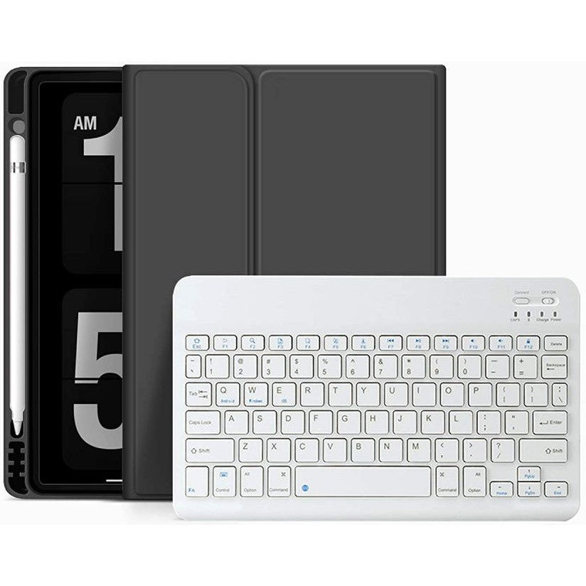 Apple iPad Air (2020 / 2022) / iPad Air 11 (2024 / 2025), Bluetooth billentyűzetes mappa tok, érintőceruza tartó, érintőceruza nélkül, TP SC Pen Holder + Keyboard, fekete – iPad Air 10.9" (2020/2022) és 11" (2024/2025) tok a Tech Protect kínálatából | Domshop