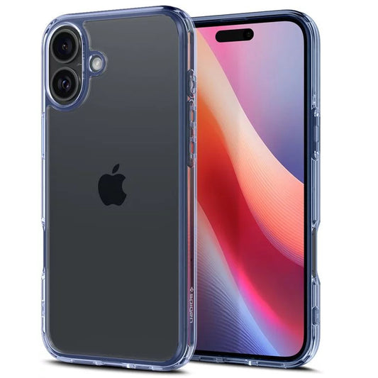 Spigen Ultra Hybrid Apple iPhone 16 tok, Sky Crystal, átlátszó-kék – iPhone 16 tok a Spigen kínálatából | Domshop