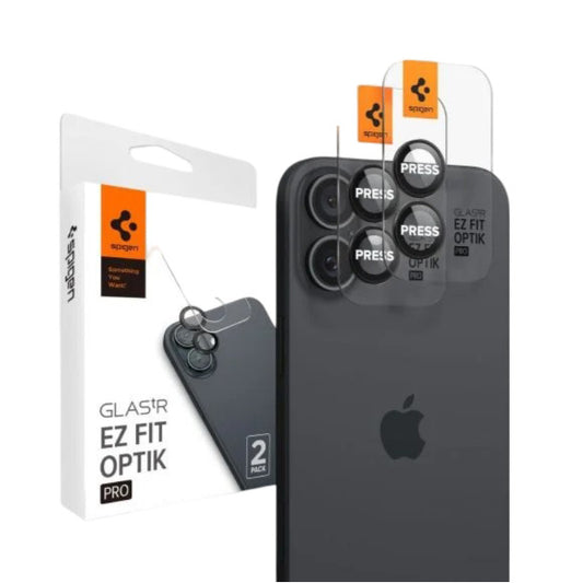 Spigen Glas.tR EZ Fit Optik Pro Apple iPhone 16 Plus / 16 Tempered kameravédő fólia felhelyező kerettel, fekete (2db) – a Spigen kínálatából | Domshop
